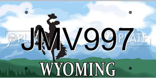 JMV997 Wyoming License Plate