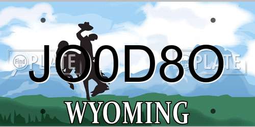 JO0D8O Wyoming License Plate