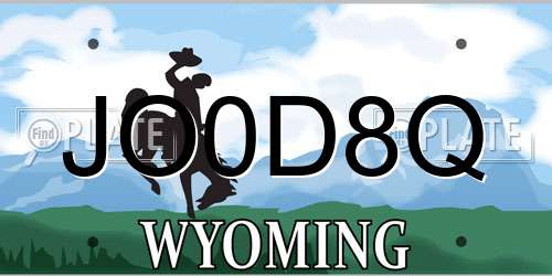 JO0D8Q Wyoming License Plate