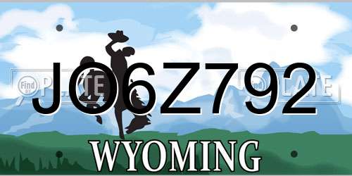 JO6Z792 Wyoming License Plate
