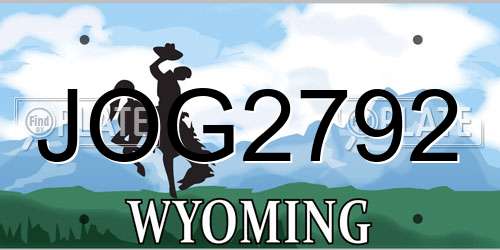 JOG2792 Wyoming License Plate