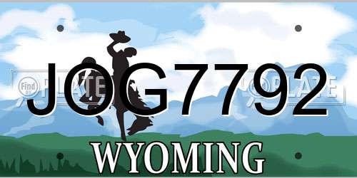 JOG7792 Wyoming License Plate