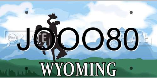 JOOO80 Wyoming License Plate