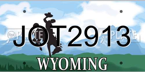 JOT2913 Wyoming License Plate