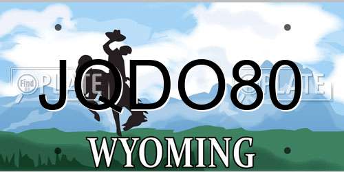 JQDO80 Wyoming License Plate