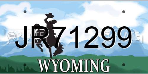 JR71299 Wyoming License Plate