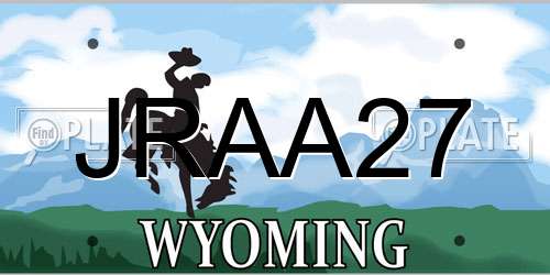 JRAA27 Wyoming License Plate