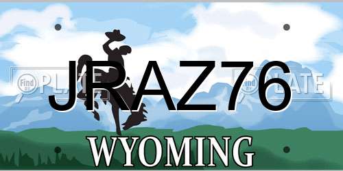 JRAZ76 Wyoming License Plate
