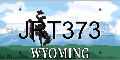 JRT373 Wyoming License Plate