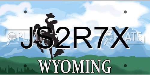 JS2R7X Wyoming License Plate