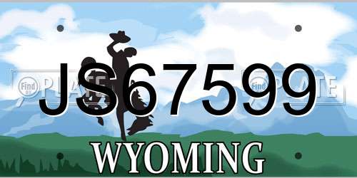 JS67599 Wyoming License Plate