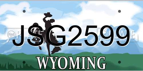 JSG2599 Wyoming License Plate