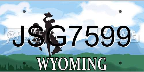 JSG7599 Wyoming License Plate