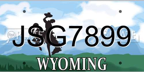 JSG7899 Wyoming License Plate