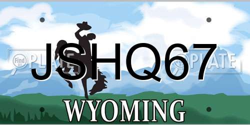 JSHQ67 Wyoming License Plate