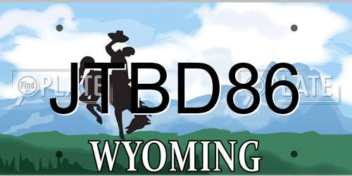JTBD86 Wyoming License Plate