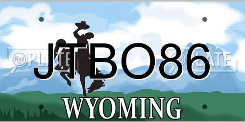 JTBO86 Wyoming License Plate