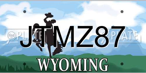 JTMZ87 Wyoming License Plate