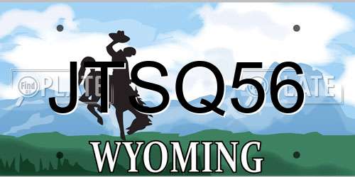 JTSQ56 Wyoming License Plate