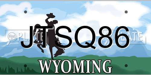 JTSQ86 Wyoming License Plate