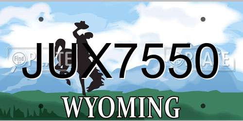 JUX7550 Wyoming License Plate