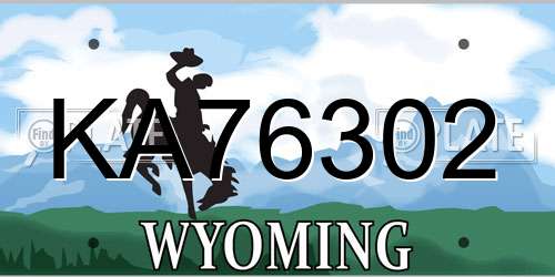 KA76302 Wyoming License Plate