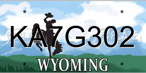 KA7G302 Wyoming License Plate