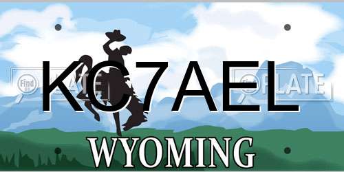 KC7AEL Wyoming License Plate