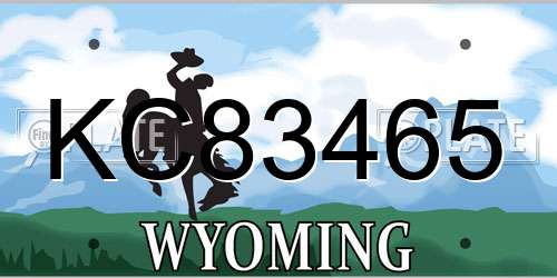 KC83465 Wyoming License Plate