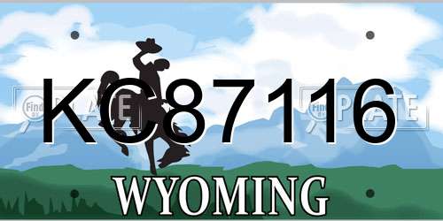 KC87116 Wyoming License Plate