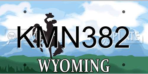 KMN382 Wyoming License Plate