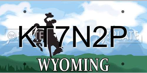 KT7N2P Wyoming License Plate