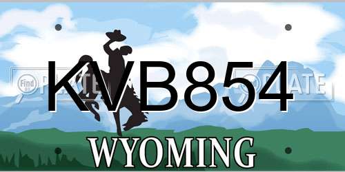 KVB854 Wyoming License Plate
