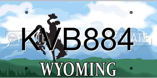 KVB884 Wyoming License Plate