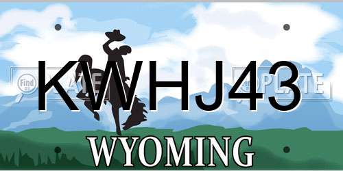 KWHJ43 Wyoming License Plate