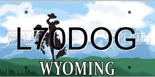 L70DOG Wyoming License Plate