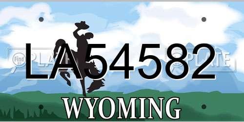 LA54582 Wyoming License Plate