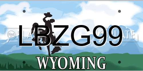 LBZG99 Wyoming License Plate