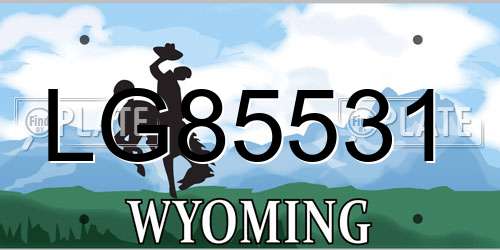 LG85531 Wyoming License Plate