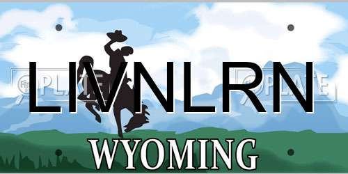 LIVNLRN Wyoming License Plate