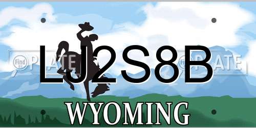 LJ2S8B Wyoming License Plate
