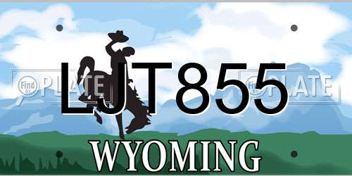 LJT855 Wyoming License Plate