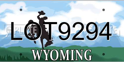 LOT9294 Wyoming License Plate