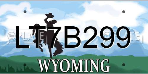 LT7B299 Wyoming License Plate