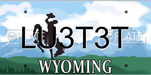 LU3T3T Wyoming License Plate