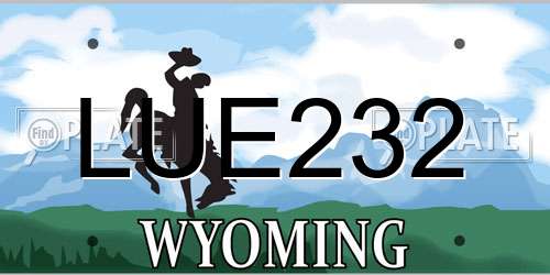 LUE232 Wyoming License Plate