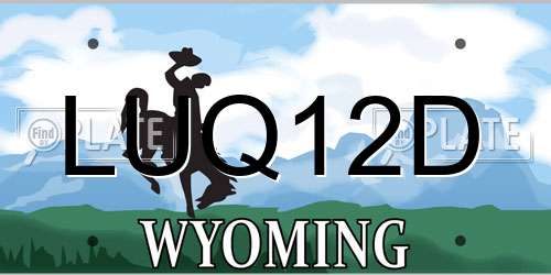LUQ12D Wyoming License Plate