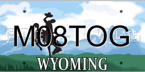 M08TOG Wyoming License Plate