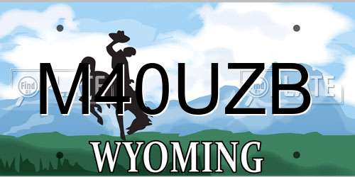 M40UZB Wyoming License Plate