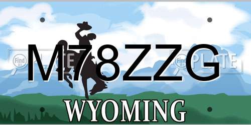 M78ZZG Wyoming License Plate